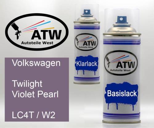 Volkswagen, Twilight Violet Pearl, LC4T / W2: 400ml Sprühdose + 400ml Klarlack - Set, von ATW Autoteile West.